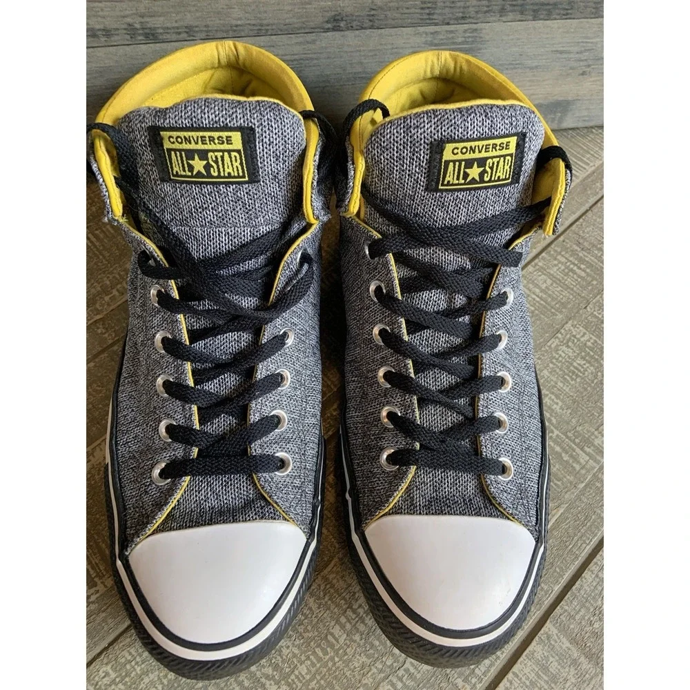 Converse Chuck Taylor High Top Yellow Gray Denim Sneakers Men Size 13 Women's 15 - Picture 2 of 8